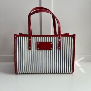 Kate Spade Red and Blue Striped Tote Bag